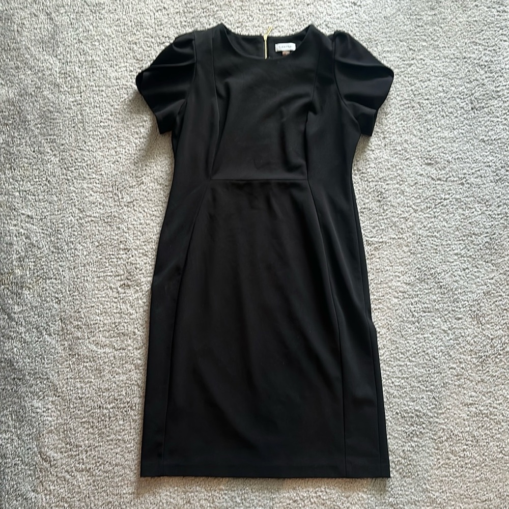 Calvin Klein Black puff sleeve detail office dress